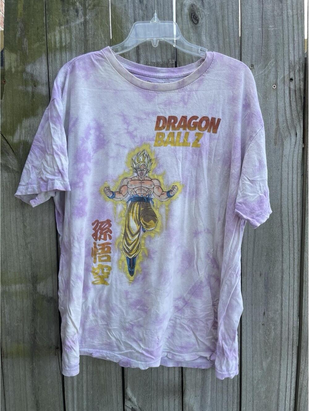 Dragon Ball Z XL  White Purple Short Sleeve Tie-Dye T-Shirt